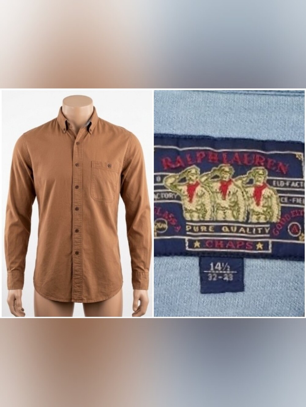 Vintage RALPH LAUREN CHAPS Men's Shirt Boy Scout Tag 90s